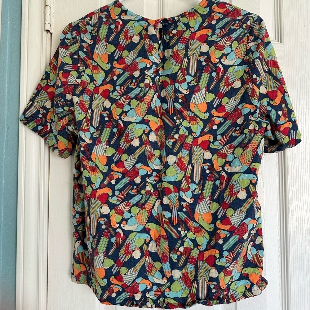 Terry Lewis Bird Linen Blend Top (S) - Picture 4 of 4